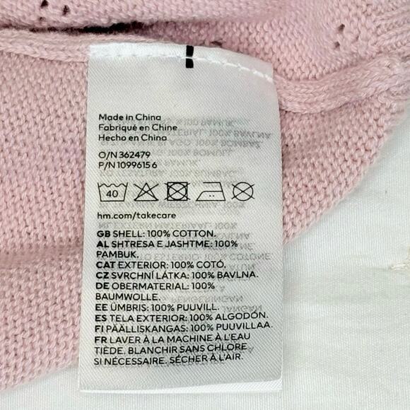 H&M Long Sleeve Pointelle Cardigan Sweater Girl's 6X/7 | Pink | Cotton | EUC - Picture 6 of 10